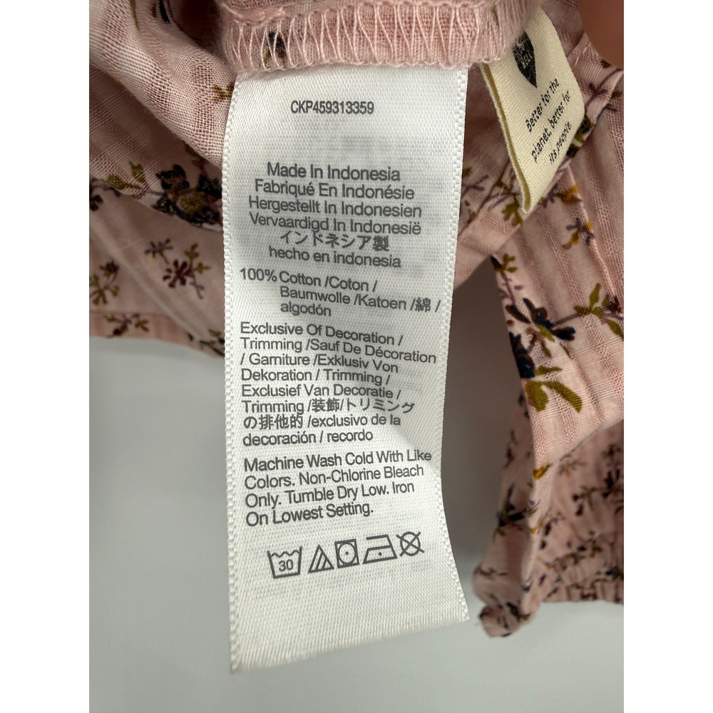 Madewell Shirt XXL Pink Floral Peplum Smocked Waist Long Sleeve Cotton NEW - Picture 4 of 8